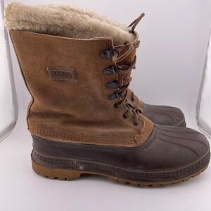 Sorel Mens Waterproof‎ Winter Boots Brown Suede Leather Snow Boots Steel Shank